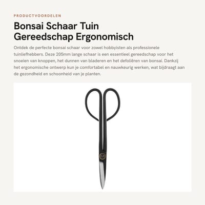 Dailygoods- Bonsai Snoeischaar 205mm - Stalen Snoeischaar - Tuingereedschap - Knoppen/Bladeren - Precisie Snijgereedschap - Lichtgewicht 158g