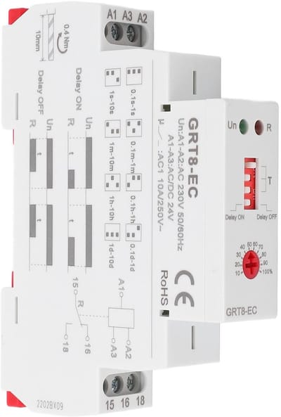 Dailygoody - Tijdrelais met Dubbele Functie - Multifunctionele Tijdrelaisschakelaar - LED-indicator - AC230V of AC DC24V - Verbeter werkefficiëntie -