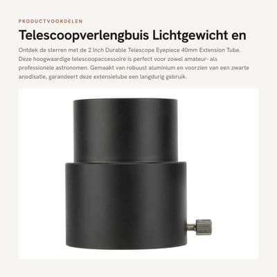 Dailygoods- Telescoop Verlengbuis 40mm - Lichtgewicht - Duurzaam Aluminium - Geschikt voor 2 Inch Oculair - Lockbare Vingerbouten - Eenvoudig te Gebruiken - Telescoopaccessoire