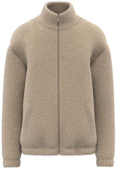 Spasso Uniseks sweater van sherpa met rits en afhangende schouders SP404 - Wet Sand - L