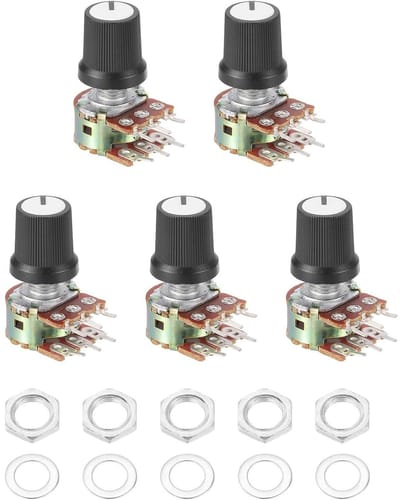 Potentiometer Set - Variabele Weerstand - Volumeregeling Audio - Dubbel Kanaal - B500K Ohm - Zwart Wit