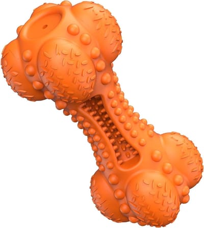 Indestructible Honden Squeaky Kauwspeeltje van Natuurrubber, Sterk en Duurzaam Bot voor Aggressieve Kauwers met Tandenreiniger voor Grote en Middelgrote Honden