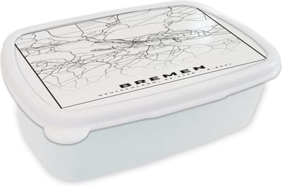 Broodtrommel Wit - Lunchbox - Brooddoos - Bremen - Stadskaart - Plattegrond - Kaart - 18x12x6 cm - Volwassenen