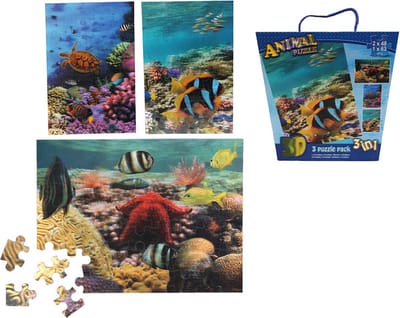 PIA Soft Toys - 3D Puzzel Tropische zeedieren - 30.4 x 22.8 cm - 22.8 x 15.2 cm - 3 in 1 box