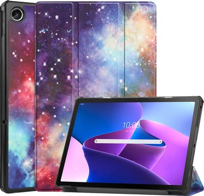 Hoesje - Geschikt voor Lenovo Tab M10 Plus (3e / 3rd Generatie) - Dun & Stevig - Hardcover Book Case - Trifold Bookcase Hoes - Hard Cover - Tablethoes - Galaxy