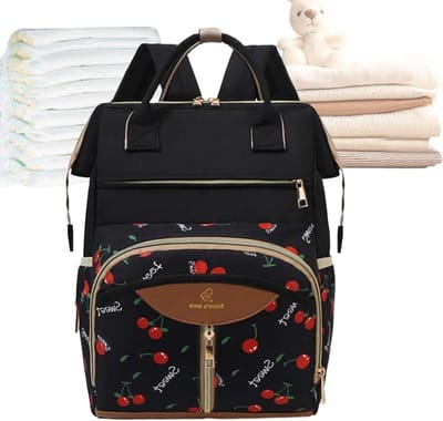 Luiertas Rugzak - Baby tas - Dagelijkse uitstapjes - Waterdichte stof - 38 x 26 x 18 cm - Kersenprint