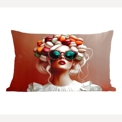 Sierkussens - Kussentjes Woonkamer - 60x40 cm - Vrouw - Macarons - Bril