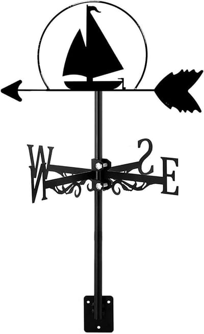 Windvaan Schip - Zeilboot Ornament - Dak Decoratie - Roestwerende Coating - 50 x 35 cm - Zwart