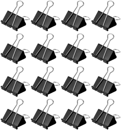 Binder Clips 41mm/1.64 Inch, 24 stuks Kleine Binder Paperclip Tas Clips Pocket Clip Kantoorbenodigdheden voor het organiseren van documenten en papieren, zwart