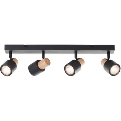 Brilliant Pini - Plafondspotbalk - GU10 max 4x10W - Zwart/Hout
