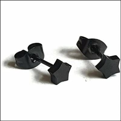 Aramat Jewels | Oorbellen | RVS Ster Oorbellen - Verjaardag Cadeau Oorstekers | 6mm / Zwart | | | | Kinderen, Volwassenen | Verkleurd niet