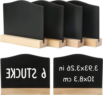 Mini Schoolbordjes - 6 Stuks Kleine Zwarte Borden voor Voedsel Labelen, Bruiloften, Prijskaartjes en Evenementen