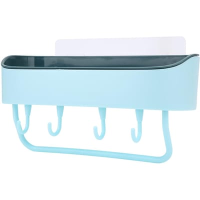 Étagère de salle de bain murale sans perçage, support de rangement pour shampooing et gel douche, organisateur d'accessoires(Bleu clair ) bleu clair