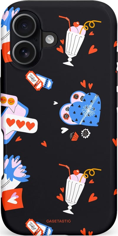 Casetastic hoesje geschikt voor Apple iPhone 17 - MagSafe - Dubbellaagse bescherming - Liefdes Kaarten - Fashion Case - Zwart Lavendel Wit