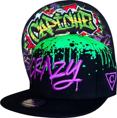Capiche® Snapback Pet Heren – Freestyler – Neongroene Graffiti Spuitverf & Zwart – Verstelbaar met Druksluiting – Capiche Caps – Graffiti Collectie