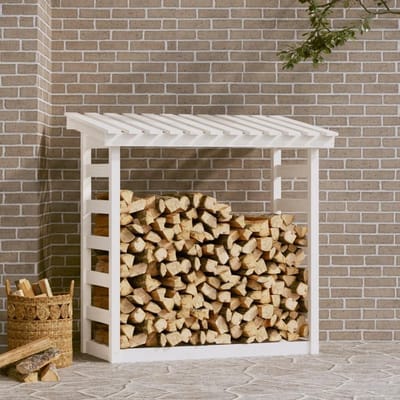 Houtrek Buiten - Brandhout Opslag - Droog Hout Houden - Optimale Luchtcirculatie - 108 x 645 x 110 cm - Wit