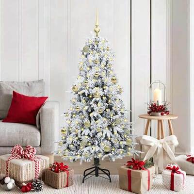 vidaXL - Kunstmatige - Hinged - Kerstboom - met - 150 - LED - Wit - 150 - cm - PE - en - PVC
