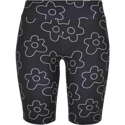 Urban Classics - High Waist All Over Print Tech Korte cycle broek - 5XL - Zwart/Wit