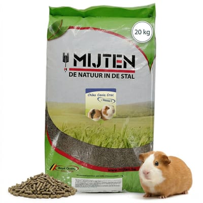 Mijten Caviavoer - Volledig Knaagdierenvoer - Caviakorrel met Vitamine C - Complete Voeding Cavia's - Natuurlijk - 20kg