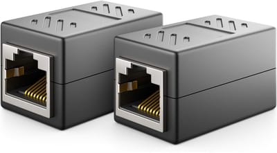 EXCITAT Ethernet-koppeling - Netwerkconnector - Ethernet-kabelverlenger - Vrouwelijk naar vrouwelijk - Zwart - 2 pack
