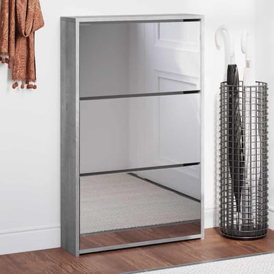 vidaXL - Schoenenkast - met - spiegel - 3-laags - 63x17x102,5 - cm - grijs - sonoma