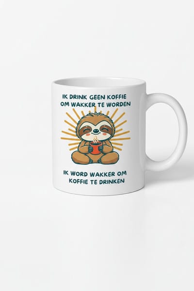 Sloth Koffiemok - Ik Word Wakker Om Koffie Te Drinken - Uniek Design