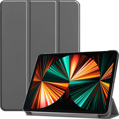 Hoes - Geschikt voor Apple iPad Pro (2021) - 11 inch - 3e generatie - Dun & Stevig - Trifold Bookcase - Hard Cover - Hardcover Book Case - Tablet Hoesje - Grijs