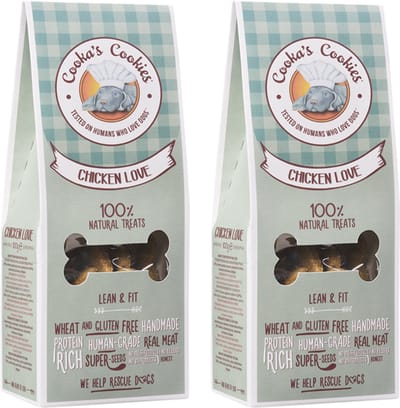 Cooka Cookie's - 100% natuurlijke hondenkoekjes - Chicken Love - Superfoods met Kippenvlees-2-PACK- Voordeel set
