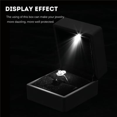 Boîte de Rangement pour Bagues Lumineuse LED Tendance Présentoir à Bijoux Cadeau Noir noir