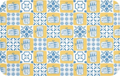 WC mat 80x50 cm - Antislip - Patroon - Tegel - Geel - Blauw - Toiletmat - Vloermat - Douchemat - Toilet tapijt - Toiletmatten