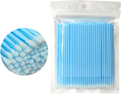 Jumada's - 100stuks Wegwerp Microbrushes blauw - voor Wimper Extensions - Uitbreiding, Verwijderen, Wattenstaafje & Borstel Tool - Lichtblauw"