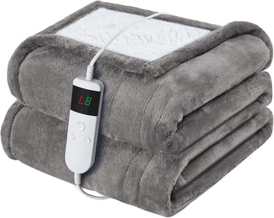 Elektrische deken met automatische uitschakeling - 130 x 180 cm, 10 warmtestanden, 8 uur auto-off, oververhittingsbeveiliging, machinewasbaar