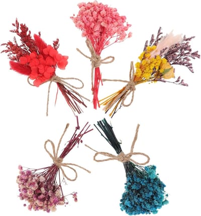 Mini Droogbloemen Boeketten - Decoratieve Planten - Thuisdecoratie Projecten - Natuurlijke Sfeer Zonder Water - 13.5 cm Lengte - Diverse Kleuren