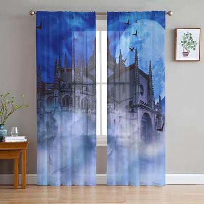 Beauty's Castle Luxe Chiffon Transparante Gordijnen voor Woonkamer Slaapkamer Decoratie Raam Voiles Tule Gordijn 135W x 114H(cm)