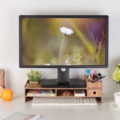 Monitorverhoging en Bureau-organizer - Ergonomisch Ontwerp - Opbergruimte voor Kantoorbenodigdheden - Ruimtebesparend - Voor PC Monitoren=