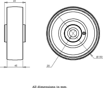 Gietijzeren wiel van 150 mm