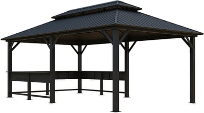 Sojag Bondi 1220 Metalen Paviljoen met Vast dak - 3,5 x 6 m - Zwart
