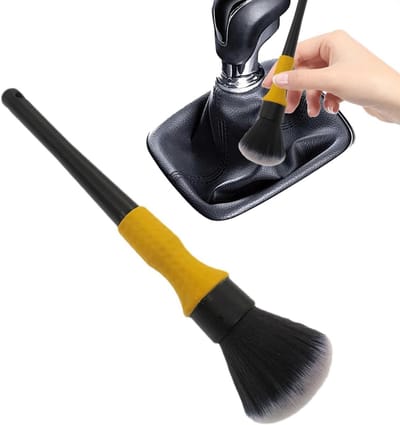 Auto Poetsborstel - Detailing Borstel - Auto Interieur Reinigen - Ultrazacht Borstelontwerp - 24 cm - Geel Zwart