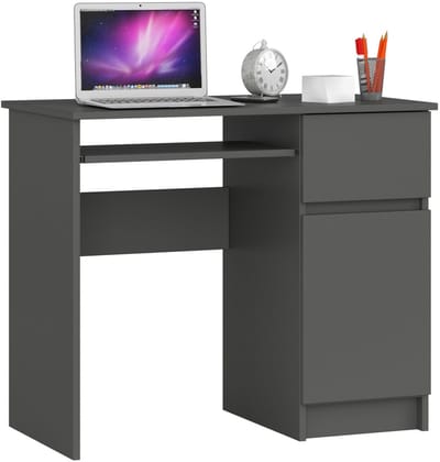 Bureau Rechts PIKSEL / Computerbureau / Computer Tafel / Bureautafel Rechts / Grafietgrijs / 90 x 77 x 50 cm