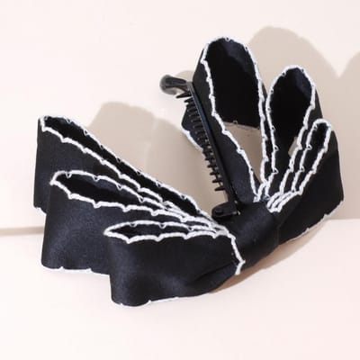 Pinces à cheveux en tissu de couleur unie avec nœud banane pour femmes, accessoires pour cheveux, coiffure, queue de cheval noir