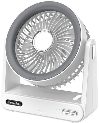 KZQ Zilveren Kleine Usb Powered Desktop Ventilator - Herlaadbaar Met Vier Windsnelheden Tot 15 Uur Batterijduur Krachtige Luchtstroom Ultrastil Voor Kantoor Kamer En Reis - Zilver