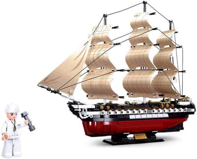 Bouwstenen Fregat - Modelbouw Schip - Creatief Bouwen - 1118 Stuks - 62 x 42.5 cm - Grijs