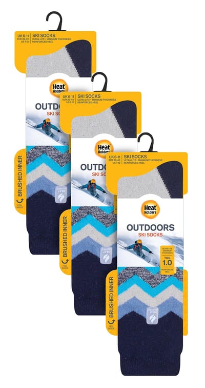 Heat Holders - 3 paar Ultra Lite skisokken voor heren - Gray Zig Zag