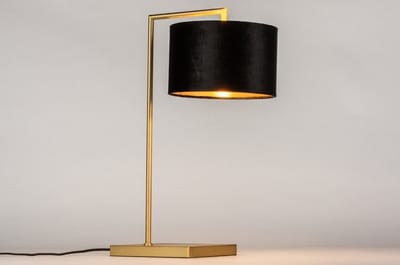 Lumidora Tafellamp 31079 - BRED - E27 - Zwart - Goud - Messing (kleur) - Metaal
