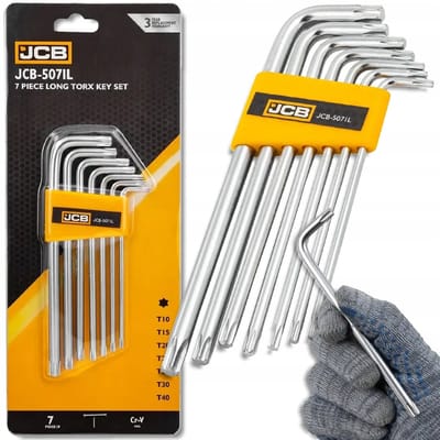 JCB TORX Set - Lange Sleutels - 7 Stuks - L-Vorm - Cr-V Staal