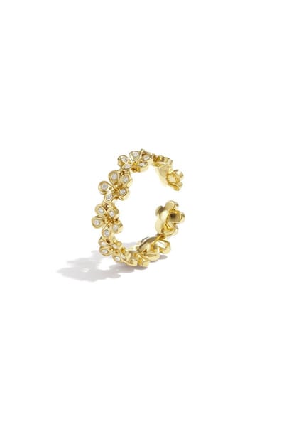 Bijoutheek Ring (Sieraad) Bloemen Steentjes Goudkleurig