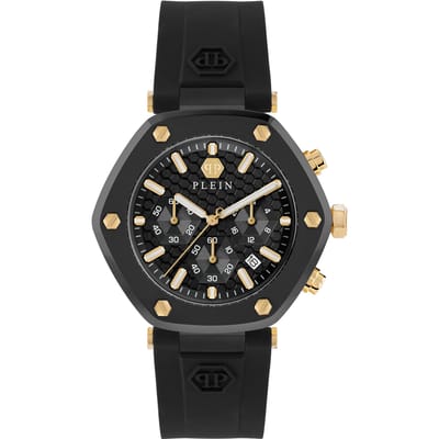 Philipp Plein The Hexagon Chrono PWZBA0223 Horloge - Siliconen - Zwart - Ø 42 mm