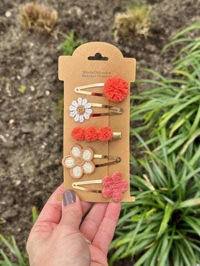 Haarspeldjes voor meisjes - Haaraccessoires meisjes - Haarspeldjes Pompom Oranje - Haarspeldjes voor meisjes en baby's - Haarknipjes - Haarclips - handgemaakte haaraccessoires - Cadeau