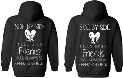 Hoodie set vriendin-vriend-Vriendschap-Leuk cadeau voor je vriend of vriendin-Side by Side-Maat S