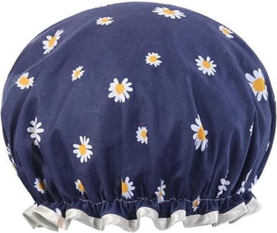 Jumada's - Dubbele Laag Dikke Douchemuts - Blauwe Daisy - Waterdicht - Vrouwen Badkamer Accessoires - Haarbedekking - Dubbellaags badmuts